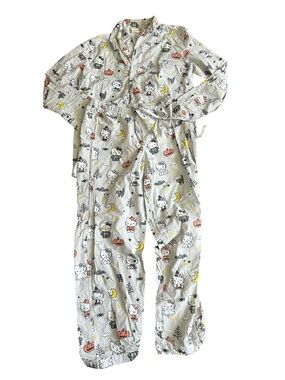 Pottery Barn Teen x Hello Kitty White Pajama Set Orange Yellow Halloween Accents